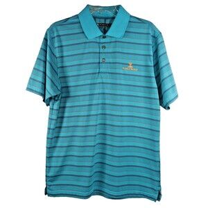 Pebble Beach Golf Polo Shirt Men’s Size Medium Turquoise Striped Performance S/S
